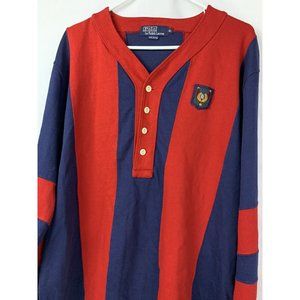 Vintage Polo Ralph Lauren Shirt Uni Crest Rugby Henley Ski Sport XL USA 80s 90s